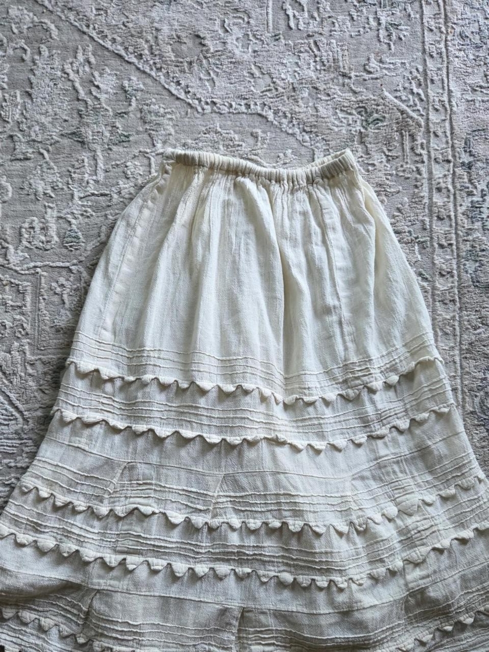 Women's Cream Tiered Maxi Skirt with Ruffle Detail